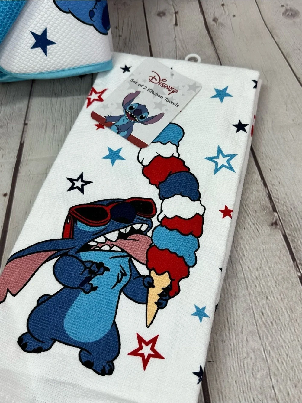 NWT Disney Stitch Kitchen Towel & dish drying mat fandom 4th of July summer USA